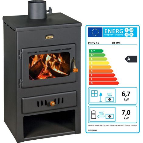 Stufa a legna Prity K1 W8 da 7 kW con caldaia per acqua calda (1/3)