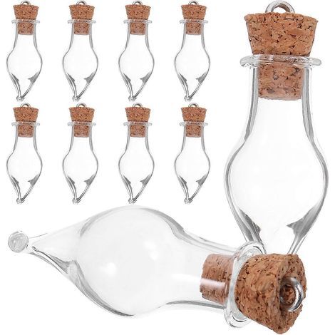 Lot de 10 mini bouteilles à souhaits à faire soi-même, avec couvercle en liège, en verre.-4.00X1.50X1.50CM (1/4)