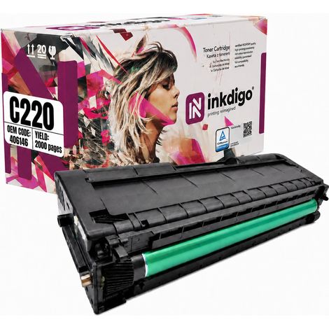 Toner Inkdigo 406146 compatibile con Ricoh Aficio SPC220A SPC222DN SPC240DN, certificato TÜV. (1/5)