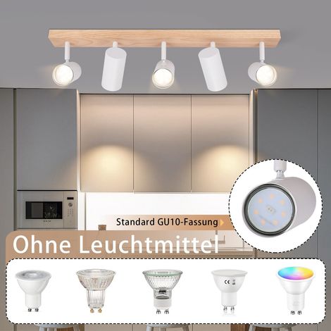 Produktbild von Deckenleuchte Holz/Weiß – Modernes Design, Für Flur, Küche, Wohn- Und Schlafzimmer, 1-3 Leuchten, IP20, Metall, Von Hofstein