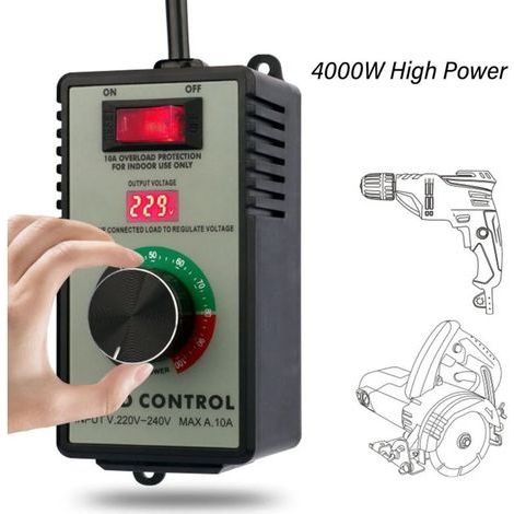 Regulador de velocidad, regulador electrónico con pantalla digital, apto para taladros manuales, pulidoras y ventiladores, interruptor de control de velocidad continuo. (1/4)