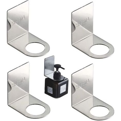 Porte Bouteille Gel Douche, 4Pcs Support Mural à Pompe, Porte Distributeur Savon Mural pour Les Accessoires de Distributeur de Savon de Cuisine de Salle de Bains D'hôtel (1/5)