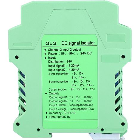 Module Transmetteur Isolateur Signal - 420mA DC, 2 entrées 2 sorties, 010V (1/5)
