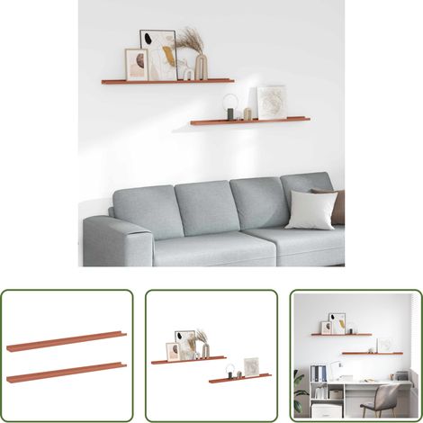 Rangement mural - Étagère Murale 2 pcs Rouge 115 x 9 x 3 cm Bois d'ingénierie (1/5)