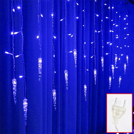 Lumières bleues de bande de glace de LED, lumières féeriques imperméables de rideau de glaçon dégoulinant, lumières décoratives de ficelle-220v (1/5)