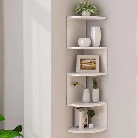TRADE SHOP - Mensola Angolare A Parete A 5 Livelli Radiale Classica Rettangolare Scaffali Libreria -