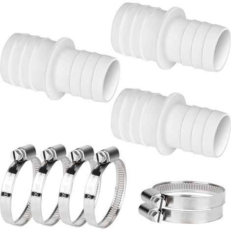 Raccords Tuyau Piscine 32 38mm Lot de 3, Avec 6 Colliers de Serrage, Accessoire de Connexion pour Piscine (1/5)