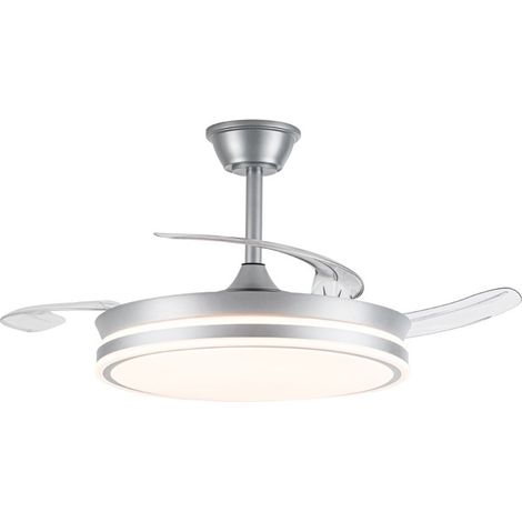 Ventilatore LED con pale retrattili Evo Silver 72W 7920Lm CCT Dim Smart