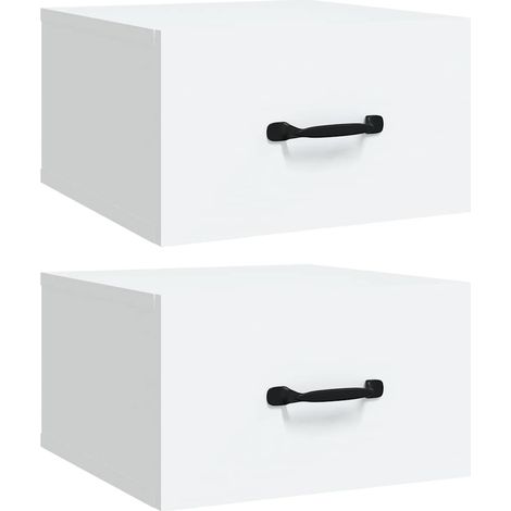 Maison Exclusive - Mesitas de noche de pared 2 uds blanco 35x35x2 (1/5)