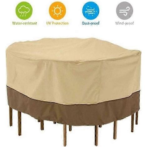 Wasserdichte Schutzhülle aus 210D Oxford-Gewebe für Sofa, Gartenmöbel (runder Tisch, Stuhl), staubdicht, 127 x 58 cm, beige, sichtbare Nähte