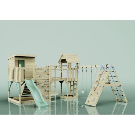 Polarplay Spielturm Lars aus Holz in GrünKinderschaukel (1/4)