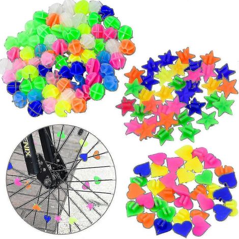 144 perles pour rayons de vélo - Décorations de rayons de vélo en plastique, clips de rayons de couleurs assorties, R (1/4)