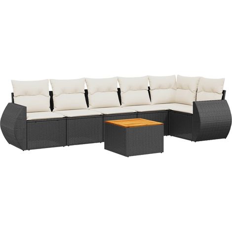Maison Exclusive - Set Divani da Giardino con Cuscini 7pz Nero Polyrattan (1/5)