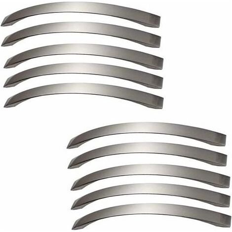 Paquete de 10 tiradores modernos minimalistas para muebles - Cromados - Tiradores de puerta de níquel cepillado, tiradores de cajón de armarios de cocina de acero inoxidable, distancia entre orificios (1/5)