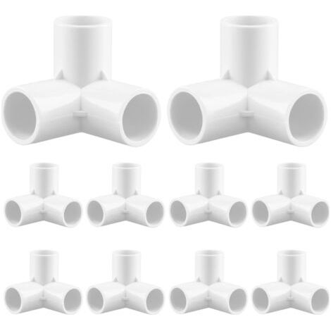 ® 10 pièces raccords de tuyauterie à 3 voies, diamètre intérieur 32mm, blanc, connecteurs d'angle tuyau en plastique PVC - 20mm (1/5)