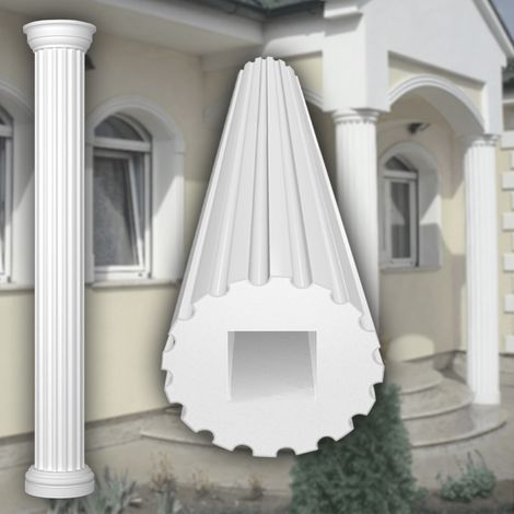 Säulen und Halbsäulen Fassade rund Set Auswahl 305mm LC102: Rund, Schaft kanneliert
