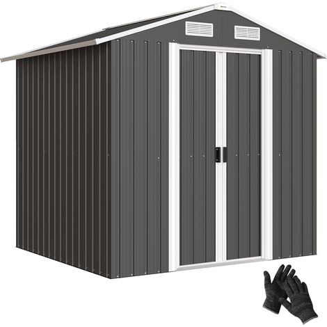 Capanno da Giardino in Acciaio con 2 Porte Scorrevoli, Nero, 2,6 m²