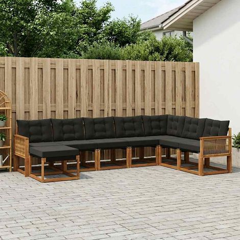 vidaXL Set di divani da esterno 8 pcs Naturale e Nero (1/5)