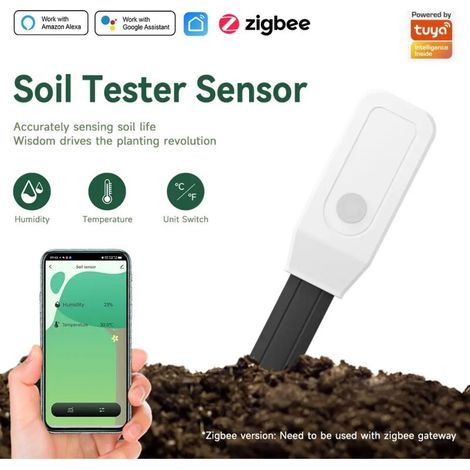 (Zigbee 2 pièces) Testeur de sol Tuya Zigbee : capteur d'humidité et de température sans fil pour la plantation, le jardin et les pelouses en pot.