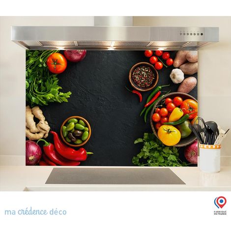 Fond de hotte : Légumes sur ardoise - Alu composite - 60 cm - 45 cm (1/5)