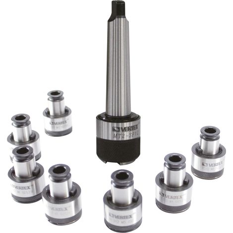 Ensemble porte-outils de taraudage à serrage rapide raccord CM4 y comprise 7 douilles de taraudage de M3 à M12 Vertex VQT-812