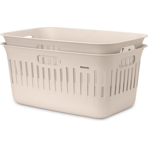 Panier à linge Collect-It 40 L (Beige clair), Lot de 2, Corbeille a linge pliable pour la cuisine et la buanderie, Boite de rangement vêtement, serviettes et draps (1/5)