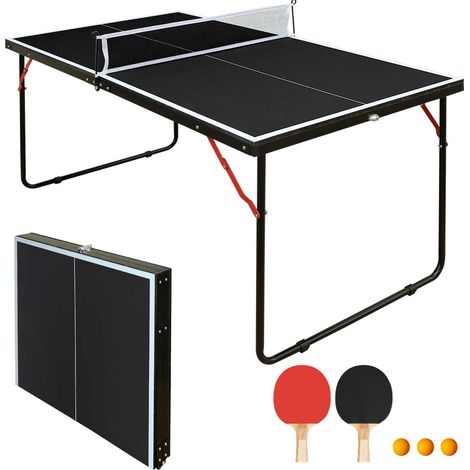 Table de ping-pong pliable 137 x 76 cm avec filet et raquettes (1/5)