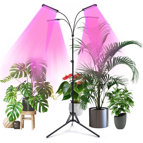 4 tête plante lampe 420 LED lumière de croissance avec 4 / 8 / 12 minuterie automatique plante lampe 3 modes de lumière lumière lumière de croissance réglable plein spectre de plantes de jardin d'inté (1/5)