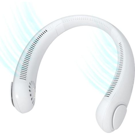MINKUROW Ventilatore Portatile Mini USB Ricaricabile Silenzioso Ventilatore Senza Lama a Mani Libere, Ventilatore da Collo Piccolo Flusso d'Aria a 360° per Ufficio/Outdoor/Viaggi/Lavoro (Bianco) (1/5)
