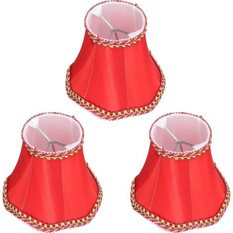 Abat-Jour, 3 PièCes Rouge Moderne Et Simple Abat-Jour En Tissu Exquis Facile à Installer Clip Sur Abat-Jour DéCoratif Abat-Jour Pour Les Ampoules E14 Bougie Lustre Lampe De Chevet Lampadaires (1/5)