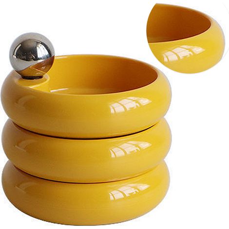 Boîte à bijoux rotative en mélamine, multifonctionnelle, à plusieurs niveaux, organiseur de bijoux de bureau, porte-boucles d'oreilles et colliers, jaune mignon (1/5)