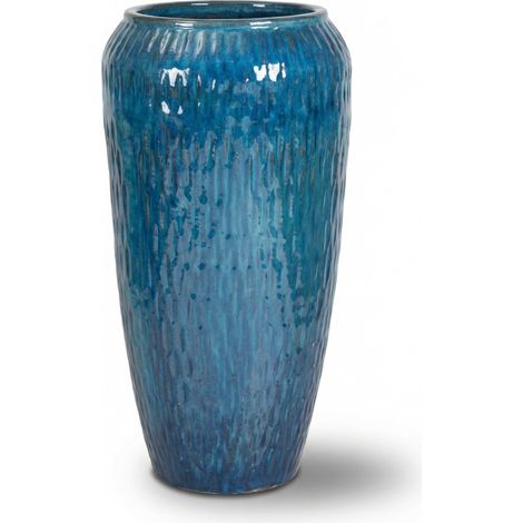 Provencelia Pflanzkübel Pompadour Ø36 cm Höhe 60 cm frostbeständig, keramisch, handgefertigt, Azurblau (1/5)