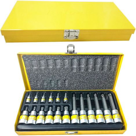 Jeu De Douilles Hexagonales 18 Pieces Chrome Vanadium Hld10119 Acier