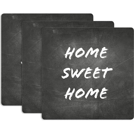 Lupia - Sottotutto decorato in Legno QUADRATO Sotto bicchiere, piatto, pentola HOME SWEET HOME Blackboard 10x10 cm Set 3 pz