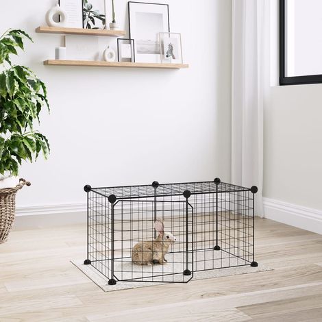Cage,Enclos pour animaux de compagnie à 8 panneaux et porte Noir 35x35 cm -35167 (1/5)