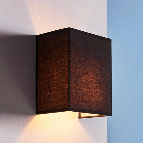 [NEUWERTIG] B-Ware Lindby Schwarze Stoff Wandleuchte Annalisa Wohnzimmerleuchte Dekolampe E27 Schwar
