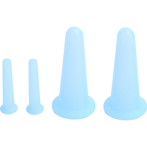 4Pcs Coupes de Massage en Silicone Pots de Ventouse Hydratantes Visage Corps Soin Santé Bleu 2 Grandes 2 Petites (1/5)