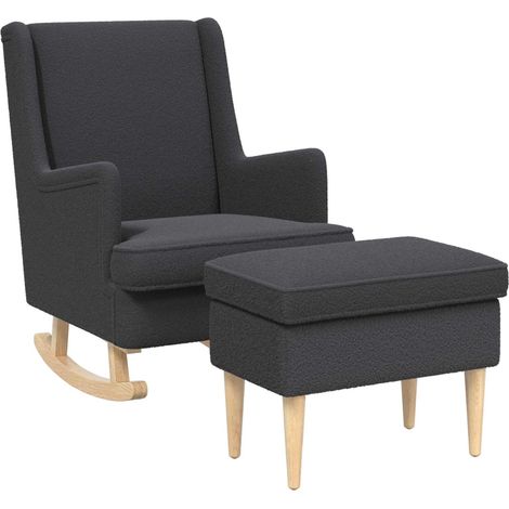 vidaXL Poltrona con Ottomano 2 pz Grigio Scuro Bouclé (1/5)