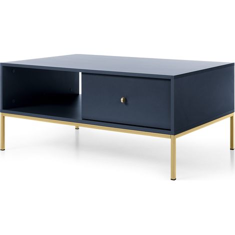 Couchtisch in blau, Fußgestell goldfarben, MALAGA-160 (1/5)