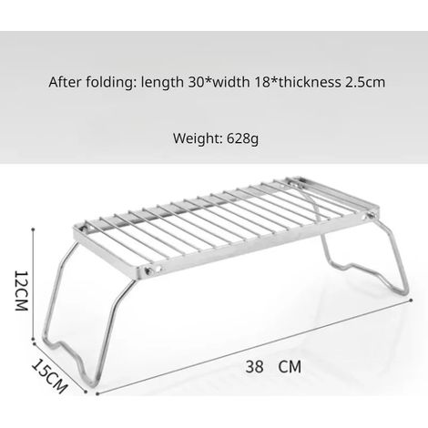 Support de barbecue pliable multifonction pour feu de camp, grille de camping portable, support pour ustensiles de cuisine d'extérieur, support pour réchaud à bois ou à gaz, réchauds de cuisine portab (1/4)