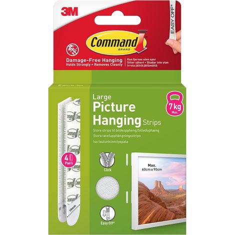 Command 7100336547 Picture Hanging Strips Large (4 Pairs) COM0733
