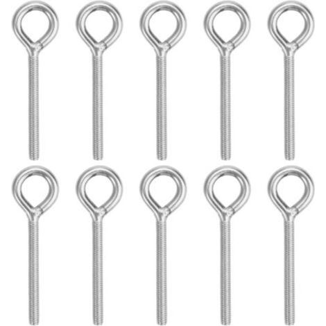 Anneaux de levage en acier inoxydable 304 M6 – Lot de 10, tige filetée mâle de 74 mm, résistants à la corrosion, pour fixation et suspension (1/5)