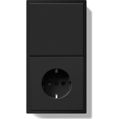 Prise avec Interrupteur Murale Encastrée,Schuko Prise avec Cadre PC,Bouton-Poussoir avec Serre-Câbles et Griffes,Installation Facile,1 Gang 1 Voie 150 80mm,Noir (1/5)