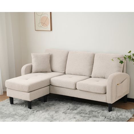 Modernluxe – Canapé d'angle 3 places – Tissu coton et lin – Conception modulaire – Dimensions 166x118x77 cm – Intérieur confortable (1/5)