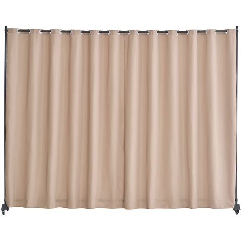 Cloison de séparation en tissu, séparateur de pièce portable avec roulettes, paravent de confidentialité autoportant intérieur pour bureau, chambre, salle à manger, maison, 308,5x245,5 cm marron (1/5)
