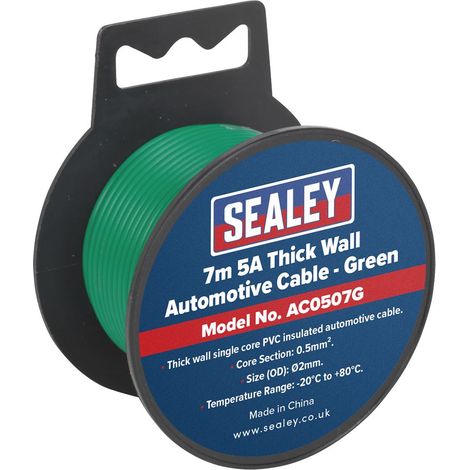 Sealey Automotive Cable Thick Wall 5A 7m Green AC0507G