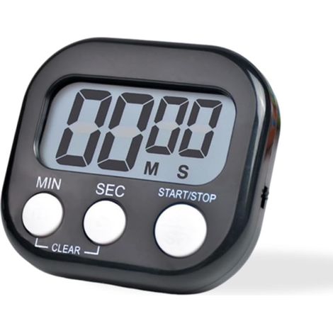 Minuteur Cuisine Minuteur Enfant, Numérique avec Grand Écran, Minuteur Digital Chronomètre et Compte à Rebours, Time Timer avec Interrupteur d'alimentation, pour Examen, Réunion, Noir (1/5)