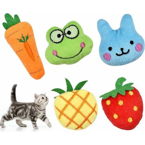 Juguetes de hierba gatera de 5 piezas, juguetes de peluche con hierba gatera, juguetes interactivos para masticar con hierba gatera para gatitos y gatitos. (1/5)