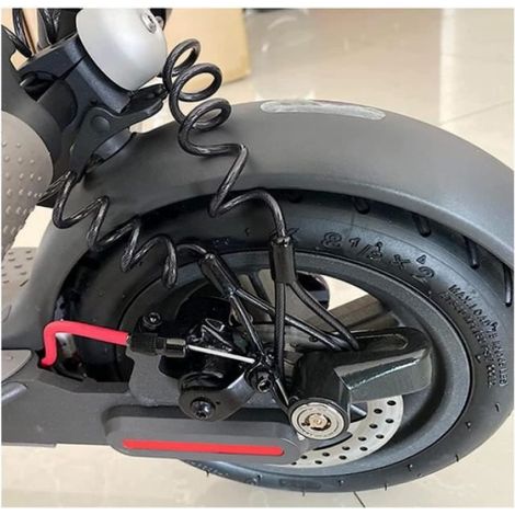 Antivol Trotinette Electrique, Cadenas Accessoire, Bloque Disque+1.2m Câble Antivol Sécurité à Ressort +2 Clés et Sac de Bloc (1/4)