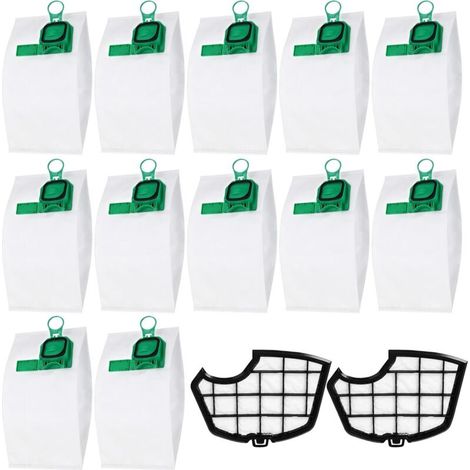 Sacs à poussière compatibles Vorwerk Kobold VK140, VK150, FP140, FP150 – Lot de 12 pièces + 2 filtres HEPA, haute capacité, étanchéité optimale, pour aspirateurs sans sac (1/5)